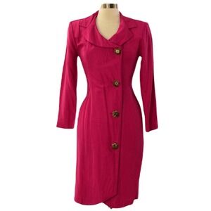 80s Vintage Nina Piccalino Pink Asymmetrical Sheath Dress Mini Womens S Fitted